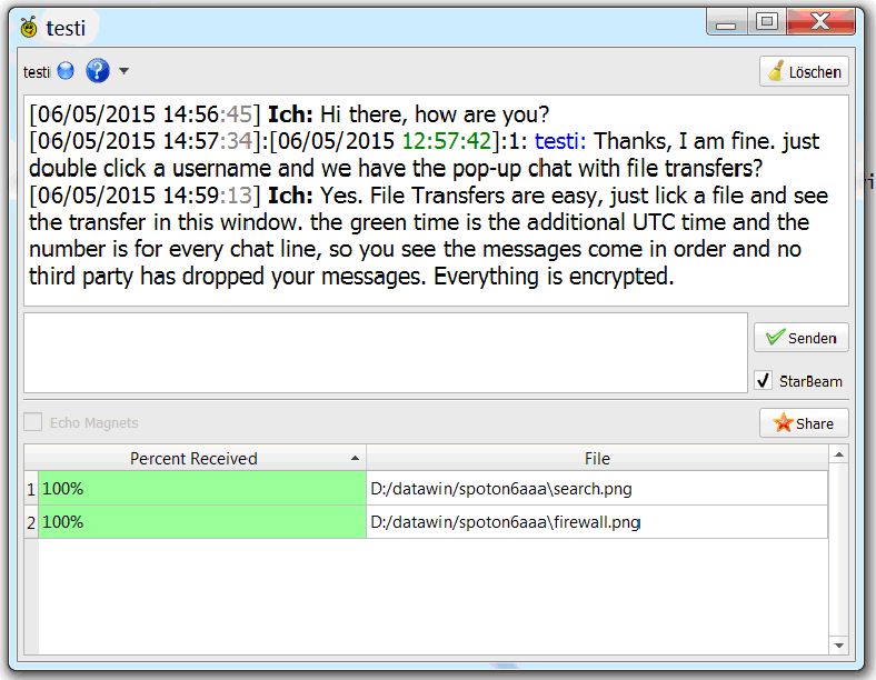 Abbildung: File Transfer im Chat Fenster