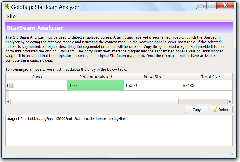 Abbildung: Dateitransfer mittels Starbeam: Analysewerkzeug für die Chunks